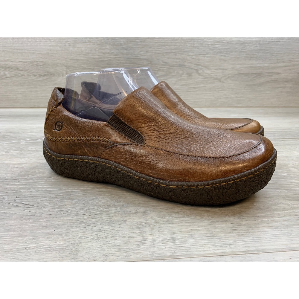 Born Women's Brown Leather Slip On Loafers Moc Toe Comfort Walking 9.5 Shoes
